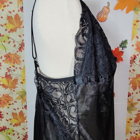Shein Black Spaghetti Strap Lace Bodice Backless Babydoll Nightgown Sze 16 - Picture 6 of 8